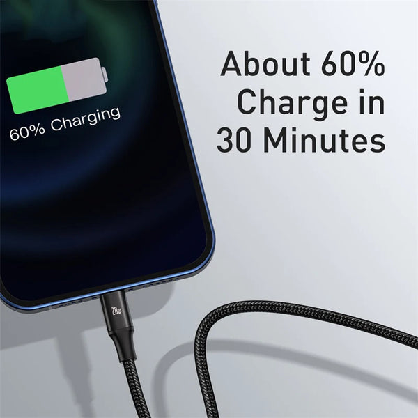 Câble USB Type C, 3 en 1 Baseus 20W PD pour iPhone 15 14 13 12 Xs Max, câble de charge pour MacBook iPad Pro Samsung Xiaomi.