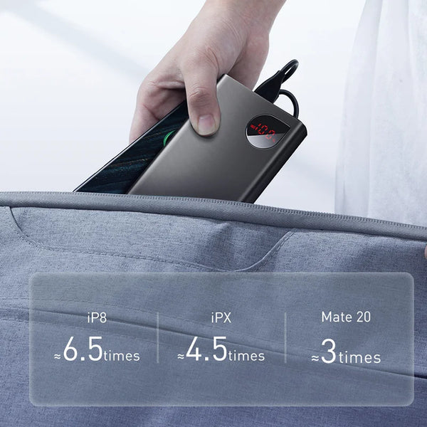 Baseus Power Bank 22,5W 20000mAh Portable avec Recharge Rapide Type C - Batterie Externe pour iPhone 16.