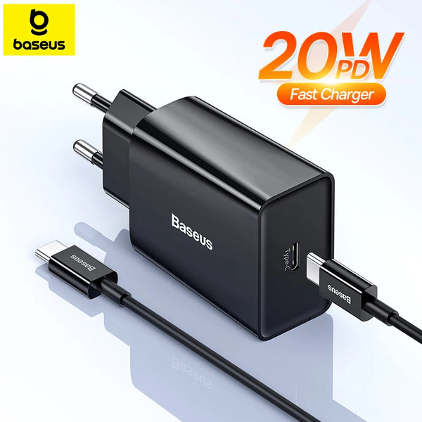 Chargeur rapide Baseus 20W QC 3.0 PD USB Type C pour iPhone 15 14 13 12 X Xs 8 Xiaomi Samsung Chargeur PD