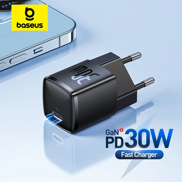 Chargeur Baseus 30W Type C, Chargeur Rapide pour Téléphones, Chargeur pour iPhone 15 14 13 Pro Max, Tablettes, Samsung.