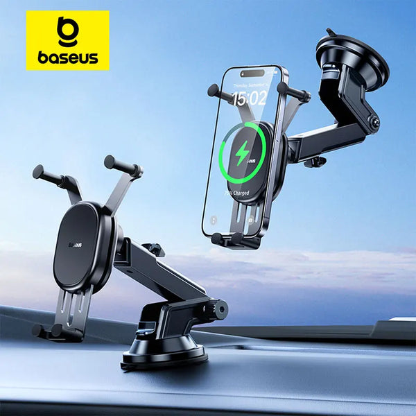 Baseus Car Wireless Charger Phone Holder Sucker for Console Center Fast Charger 15W for Xiaomi Samsung Huawei Car Stand Mount