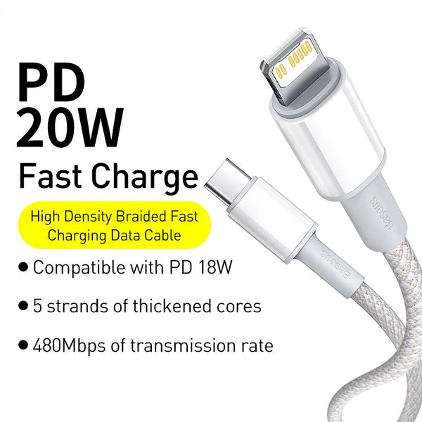 Câble USB-C 20W Baseus pour iPhone 14, 13, 12, 11 Pro Max, XR - MacBook et iPad