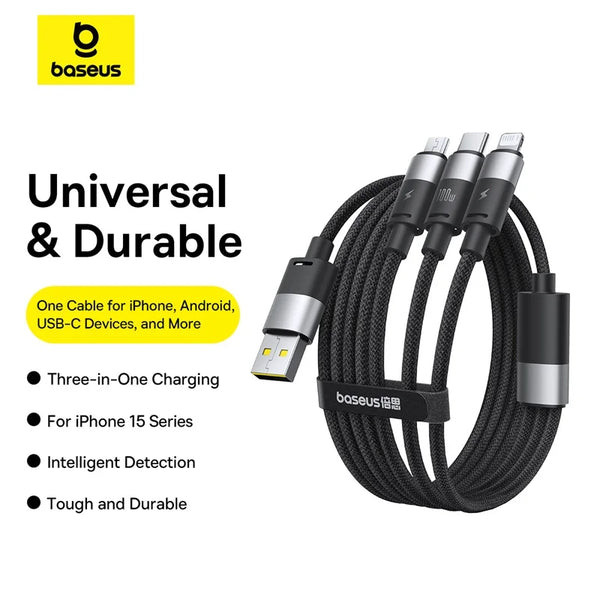 Câble USB Baseus 18W pour iPhone 15 Pro Max, câble de charge rapide 100W pour Huawei Honor, câble de données USB Type C pour tablettes et téléphones.