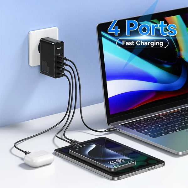 Baseus GaN Charger 100W USB Type C PD Fast Charger with Quick Charge 4.0 USB Phone Charger For MacBook Laptop iPhone 16 15 14