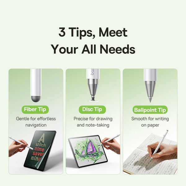Baseus Universal 3 in 1 Stylus Pen For iPhone iPad Tablet Capacitive Screen Pencil For Samsung Android IOS Phone Draw Touch Pen