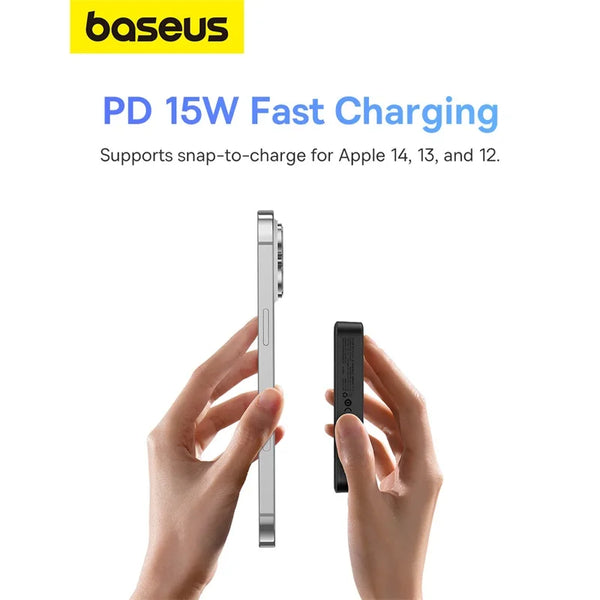Baseus 20W Chargeur Sans Fil Rapide, Power Bank 5000mAh, Support de Téléphone, pour iPhone 15/14/13 Pro Max