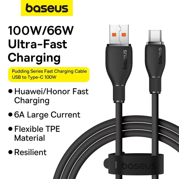 Baseus USB Type C Cable For Huawei Honor Xiaomi Samsung Super Charge 66W/100W Fast Charging USB C Charger Data Cable Wire Cord