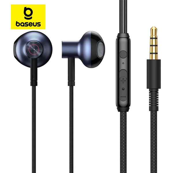 Baseus H19 Wired Earphones 6D Stereo Bass Headphone In-Ear 3.5mm Headset with MIC for Xiaomi Samsung Phones