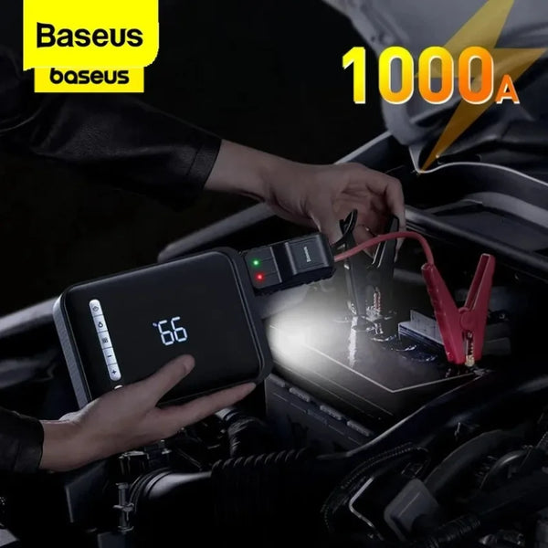 Baseus Car Jump Starter Portable Air Compresseur 8000mAh 12V Car Start Inflator Pump 3-in-1 Portable Emergence Starter