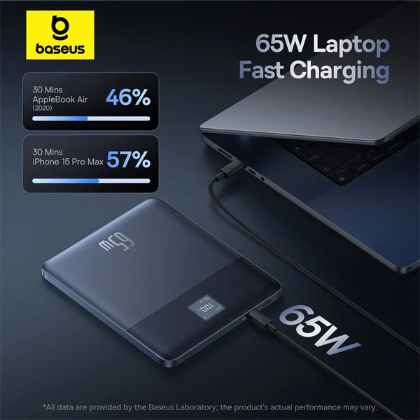 Baseus Blade 2 Power Bank 65W 12000mAh PD Fast Charging Digital Remaining Battery for iPhone 16 Pro Max Notebooks Laptops