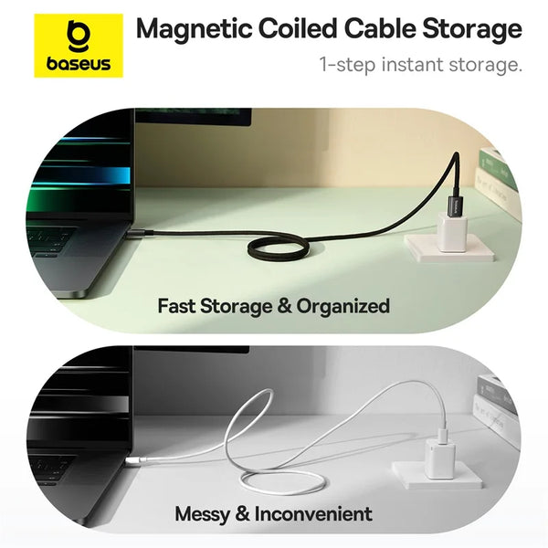 Baseus Magnetic USB Type C Cable For Huawei Xiaomi Samsung Super Charge 100W Fast Charging USB C Charger Data Cable Wire Cord
