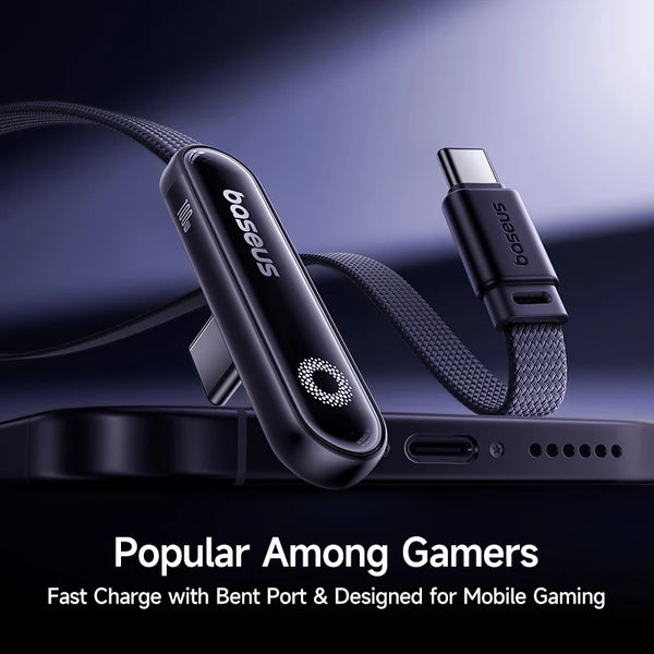 Baseus MVP3 Elbowed 100W USB Cable For Huawei Honor LED USB Cable Type C for Tablet Fast Charging Data Wire