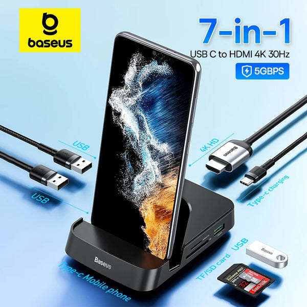 Baseus USB C HUB Dex Station to USB 3.0 HDMI-Compatible USB HUB for Samsung S20 Note 20 Huawei P40 Mate 30 Type C Dock Station