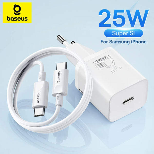 Baseus USB C Charger 25W Support Type C PD Fast Charging Portable Phone Charger For iPhone 15 14 13 Pro Max Samsung S22 Tablet