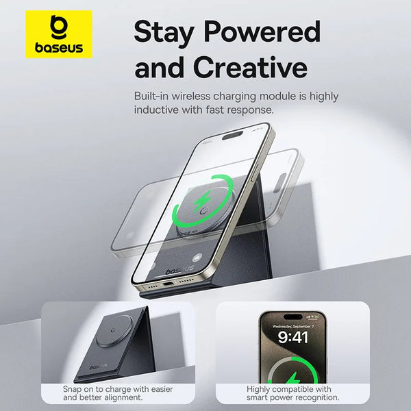 Baseus Smart Desk Mat with Wireless Charger for iPhone 16 Gaming Office Wrist Rest Laptop Phone Stand Holder Keyboard Mouse Pad